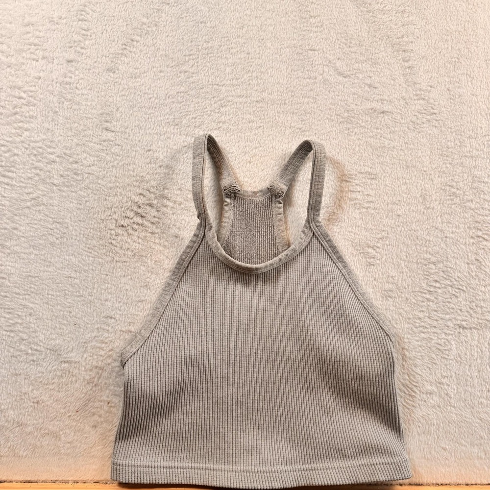 Free people movement Tank Top Womens Gray Ribbed Knit Halter